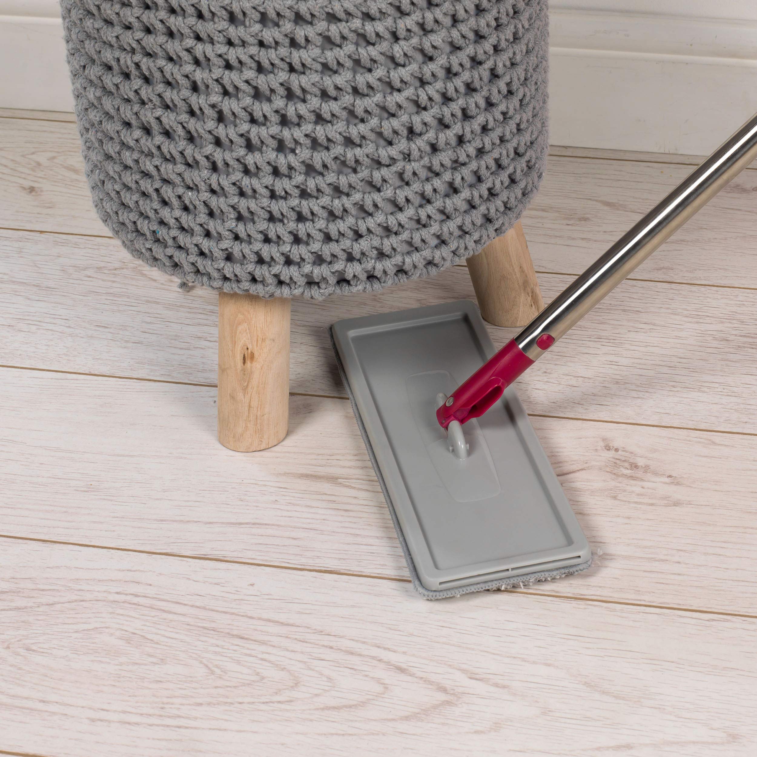 Kleeneze KL080936EU7 Refill Head for Flat Mop KL062253, No Drips or Streaks, Clean Vinyl, Tile and Wood Surfaces, Slim Line Mop Head, 32 x 11 x 0.5 cm, Microfibre, Pink/Grey