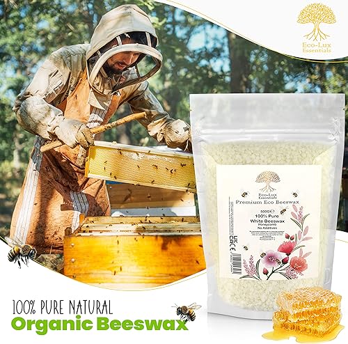 Miniatura 2 de Eco Lux White Bees - Pellets de cera de abejas  1.1 libras, cera de abeja natural y orgánica para la piel, grado cosmético, ideal para hacer velas,