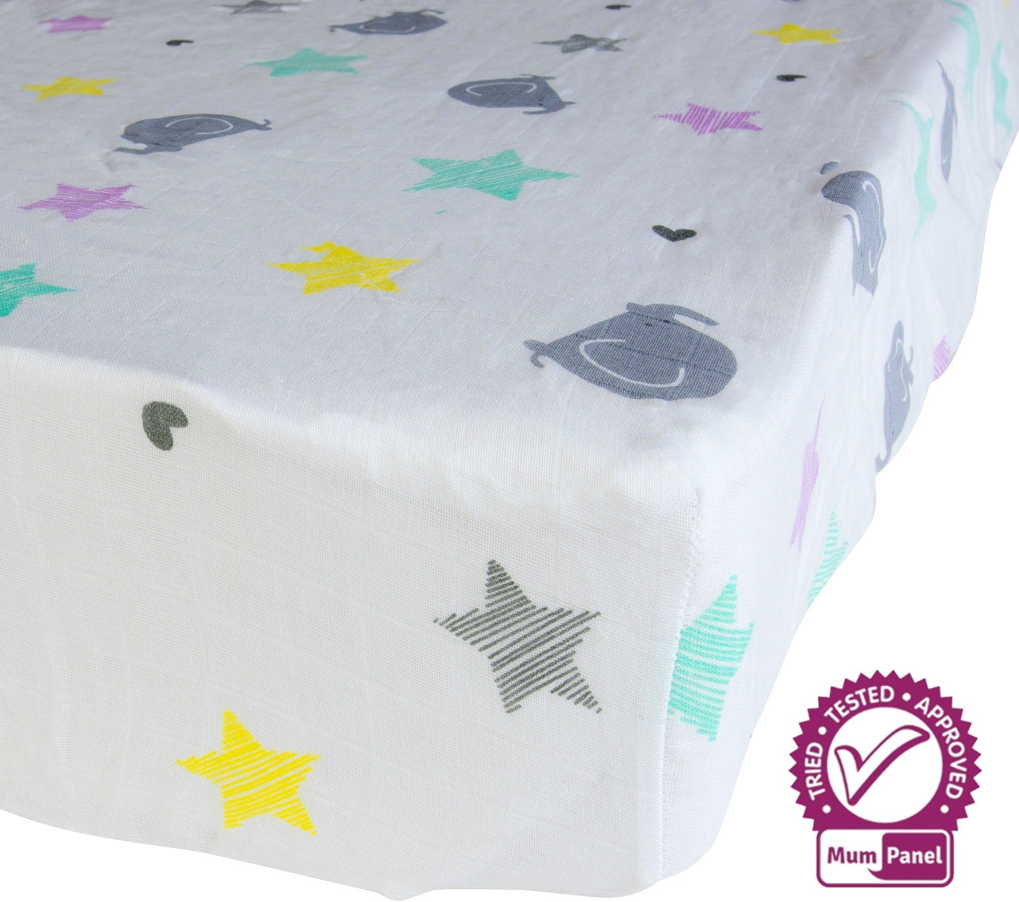 Mum n Me Fitted Crib Sheet for Baby Boys & Girls, Soft Organic Cotton Muslin, Standard Size