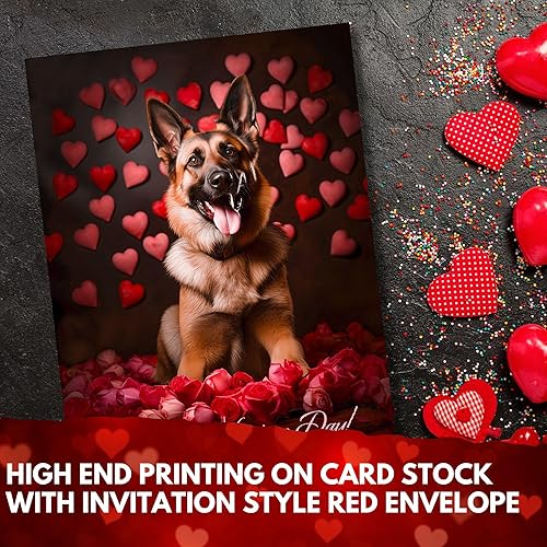 Miniatura 4 de Tarjeta de felicitación para el día de San Valentín de pastor alemán, de la colección Unique Dog Party Delights, grande, 5 x 7 pulgadas, interior en