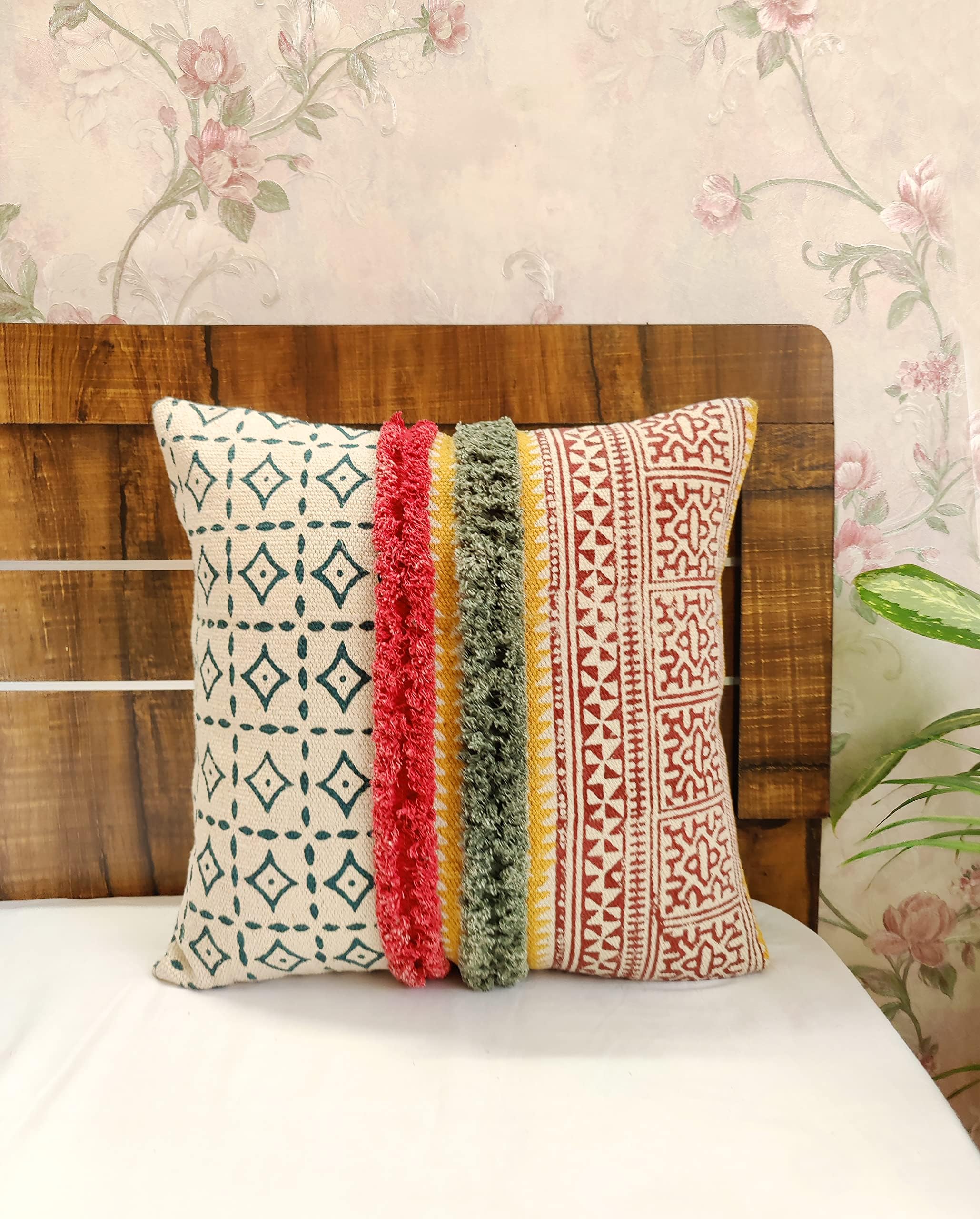 ABSTRACT INDIA Cushion Cover | Boho Hand Block Cushion Cover | Printed Pillow Cover | Decorative Shaggy for Sofa and Living Room Cushion Cover| Bohemian Design Pillow Cover(16 X 16 Inches Pack of 1) (B0CDGM7MNV) Amazon Price History, Amazon Price Tracker