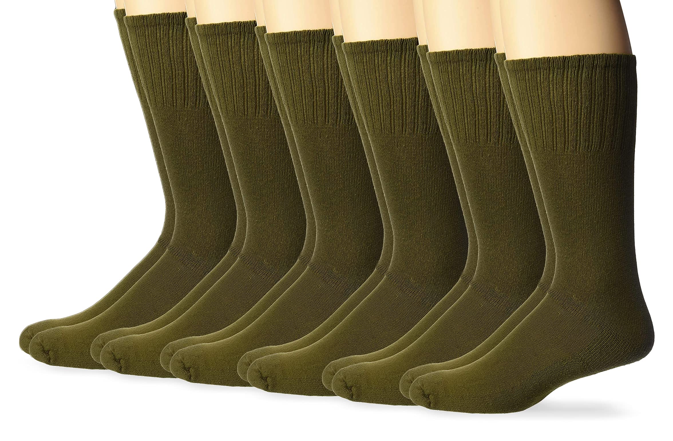 Jefferies Socks Men's Military Uniform All Season Rib Top Crew Boot Socks 6 Pack Casual, Olive Green, Shoe Size: 5-8 (Pack of 6)