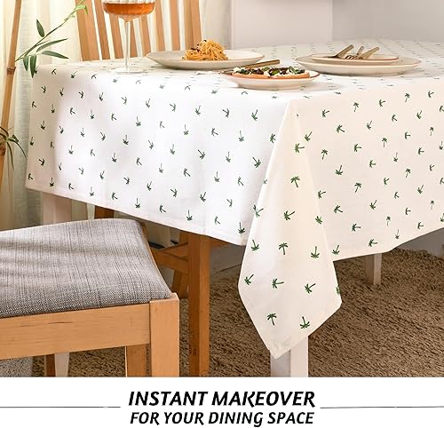 Miniatura 5 de Folkulture Mantel rectangular de 60 x 102 pulgadas, color blanco para mesa de comedor, mantel de 100% algodón para verano, mantel de primavera para