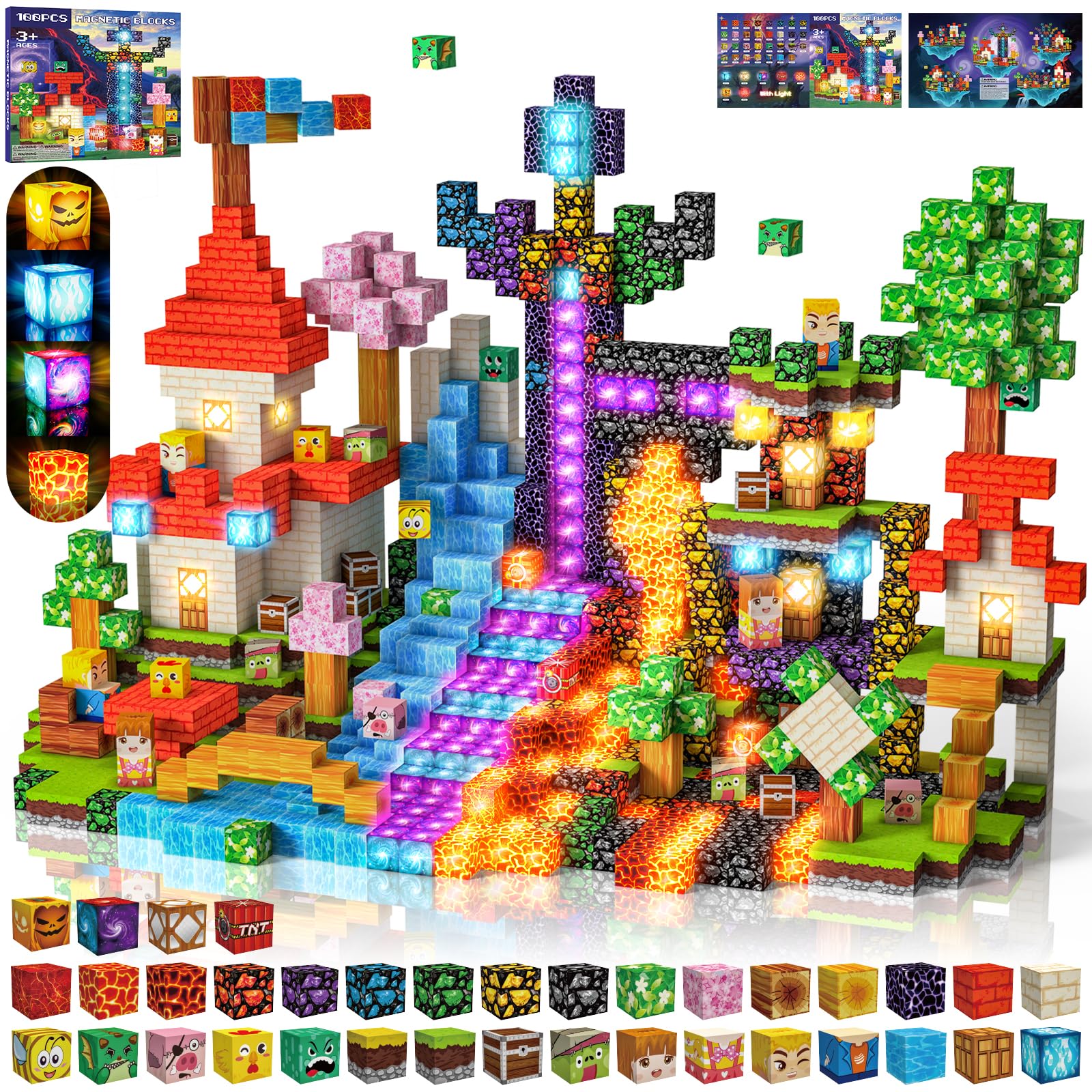 Costruzioni Magnetiche per Bambini 100 PCS 2CM 3+ Giochi Cubi Magnetici, Blocchi Building Blocks Giocattoli Montessori a Partire da 3 4 5 6 7 8 9 10 11 12 Anni Regali di Compleanno per Ragazzi