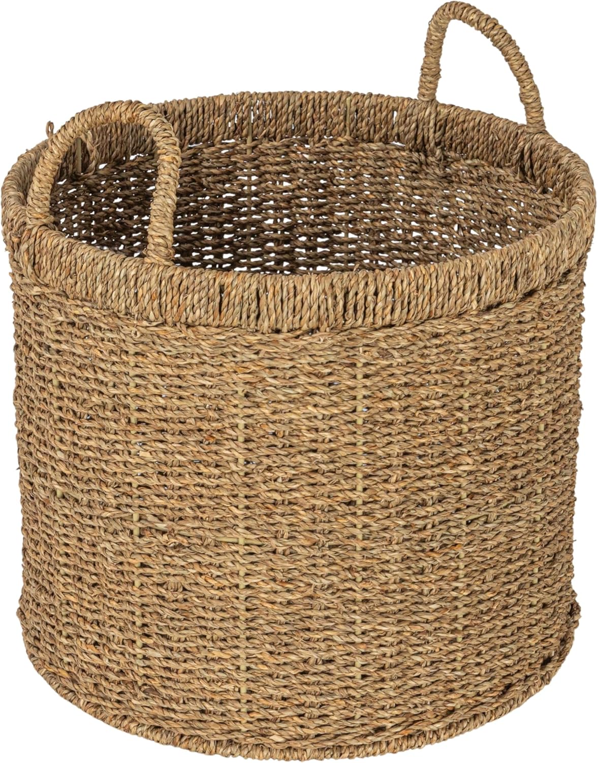 Household Essentials Round Seagrass Basket with Handles, Natural