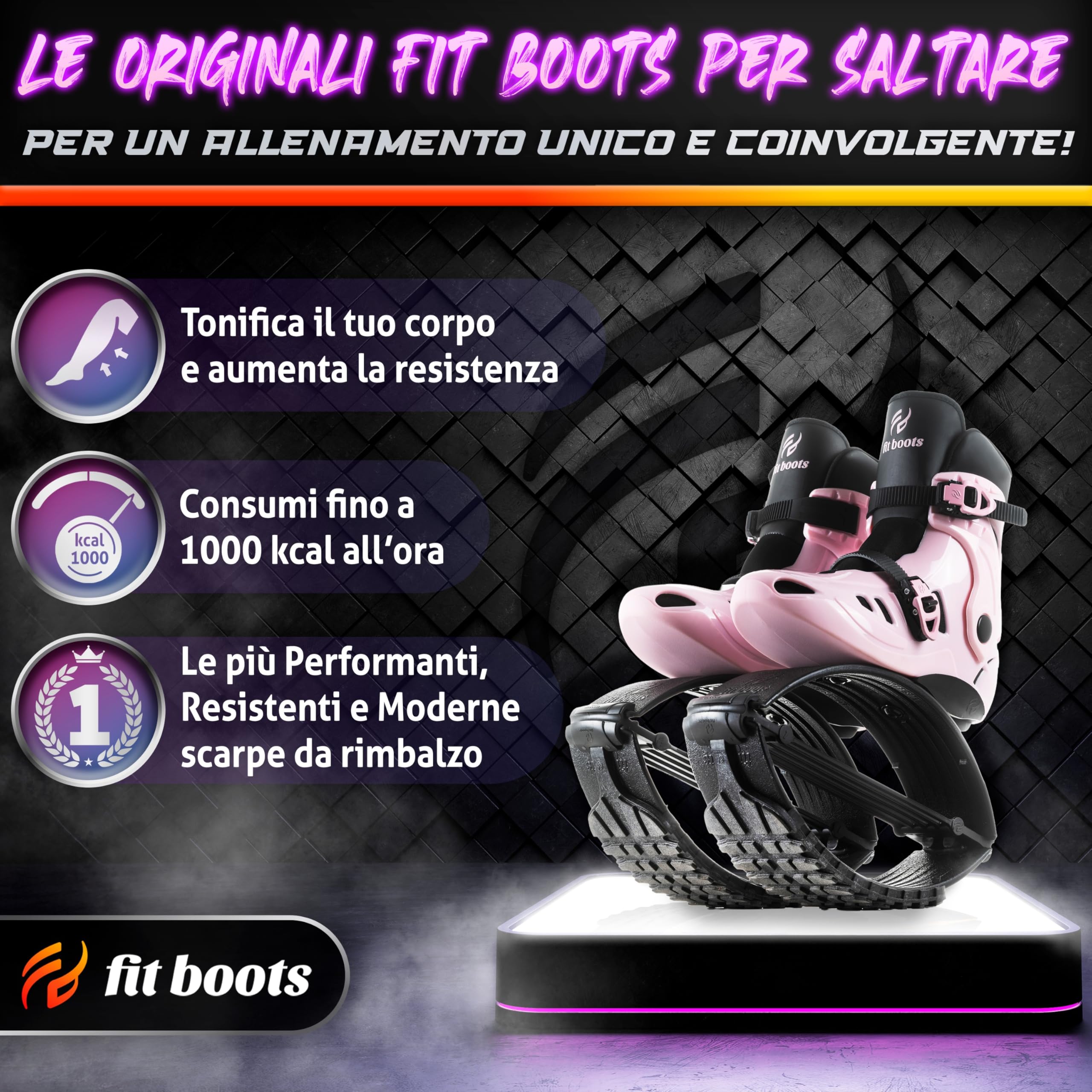 FIT BOOTS - Scarpe Che Ti Fanno Saltare di Nuova Generazione, Originali Stivali Rimbalzanti della Community Internazionale di Allenamento Rivoluzionano Il Tuo Fitness - (Rosa)