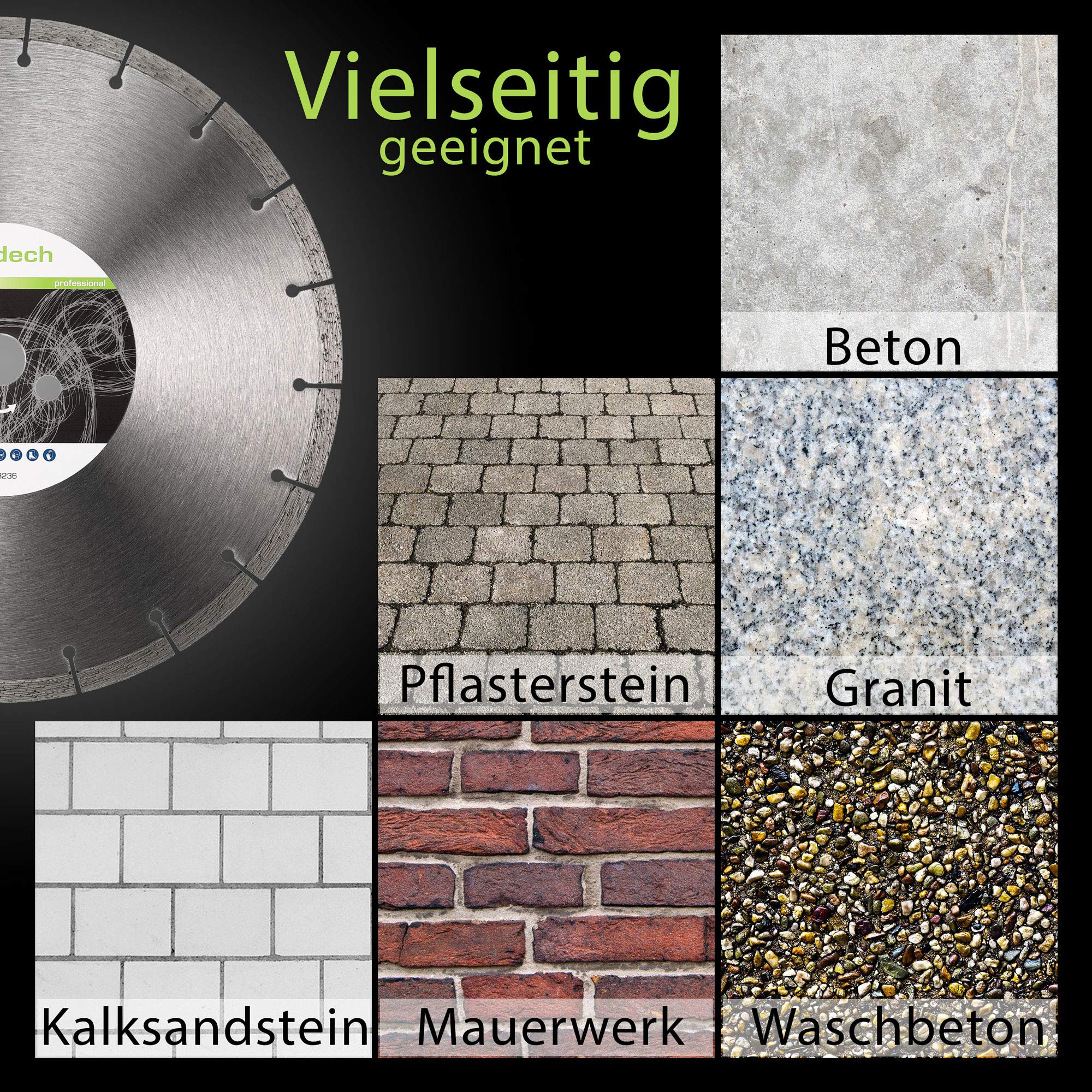 2 dischi diamantati professionali da 350 x 25,4 mm, per calcestruzzo, pietra, pietra naturale, ecc. Disco da taglio diamantato ad alta potenza di taglio, per frese a secco e bagnato