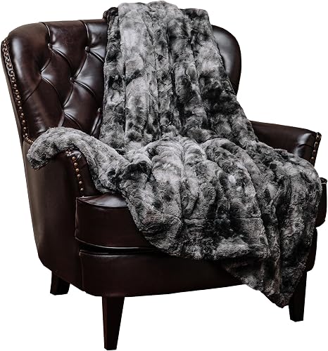 Chanasya Wolf Faux Fur Throw Blanket 60x70 Gray | Soft Sherpa Minky Plush Throw for Couch & Bed