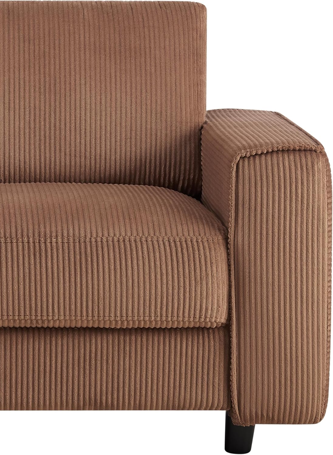 AC Pacific Derek Modern Corduroy Accent Chair for Living Room, Tufted Arm Chair with Plush Upholstery, High-Density Foam, Sleek Black Legs, Durable Wooden Frame, Chair, Brown