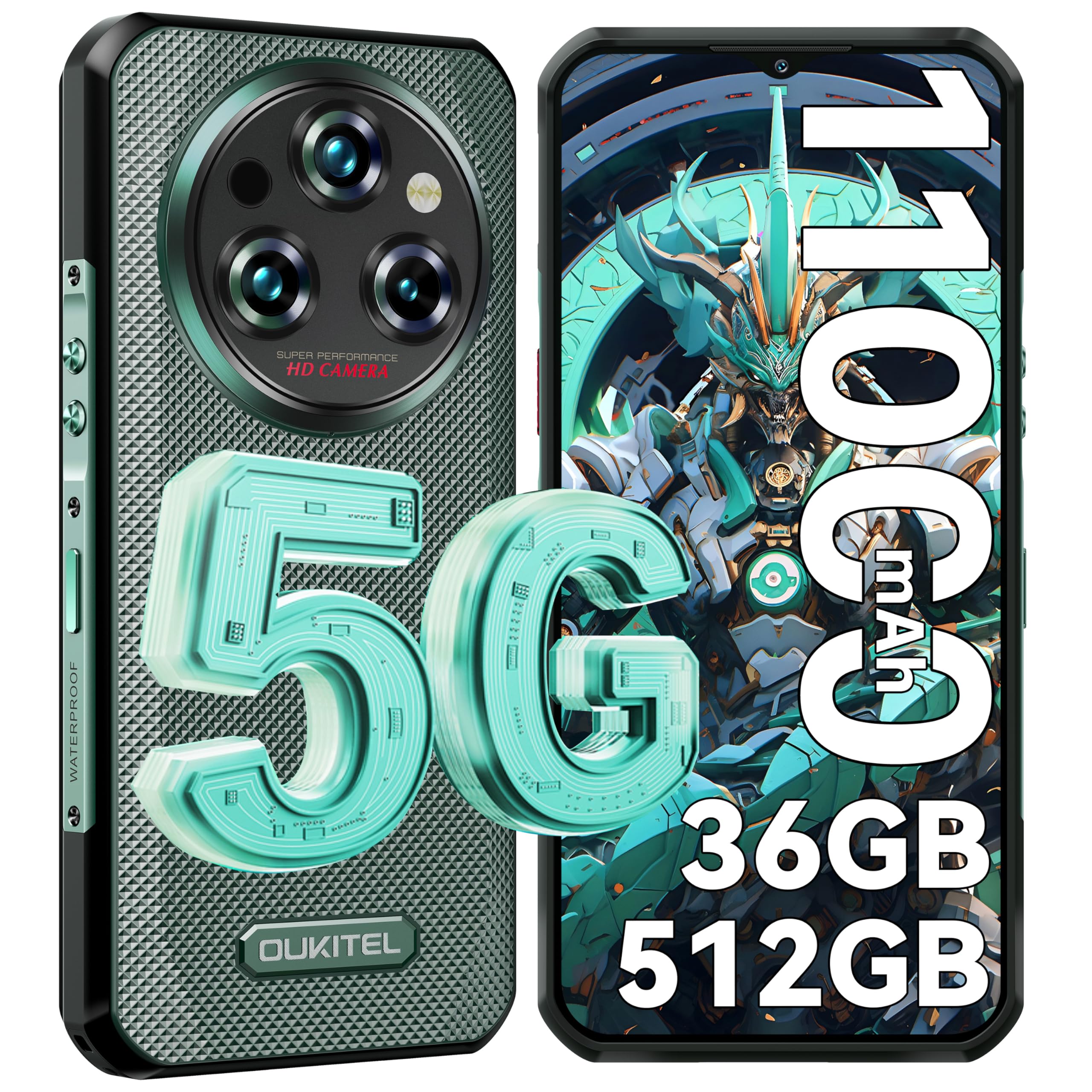【新品未使用】OUKITEL SIMフリー Android14 タフネススマホ Amazon | [2024 新登場 5G スマホ]OUKITEL WP52 SIMフリー