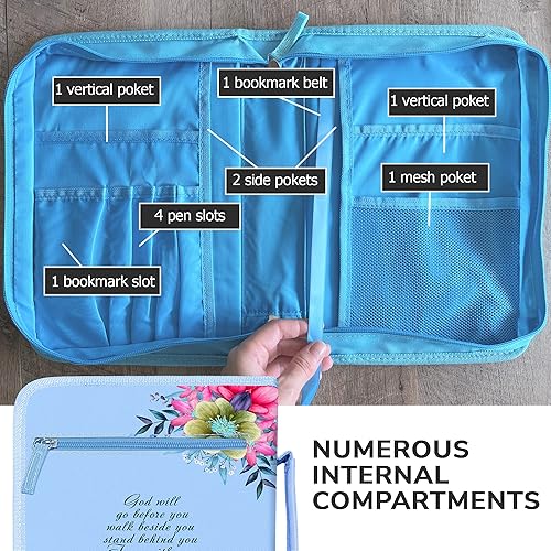 Miniatura 4 de DEHITE Funda para la Biblia para mujer, bolsa de transporte para la Biblia, tamaño grande y mediano, se adapta a libros de 10.1 x 7 x 1.9 pulgadas,