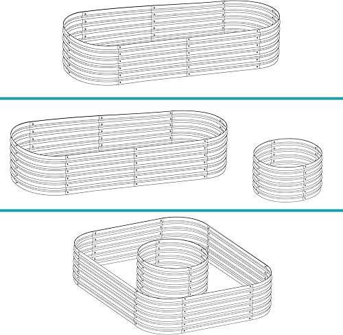Miniatura 115 de Sunnydaze Cama de jardín de metal elevada de 11.75 pulgadas de alto, cama de jardín elevada galvanizada para exteriores para verduras y flores