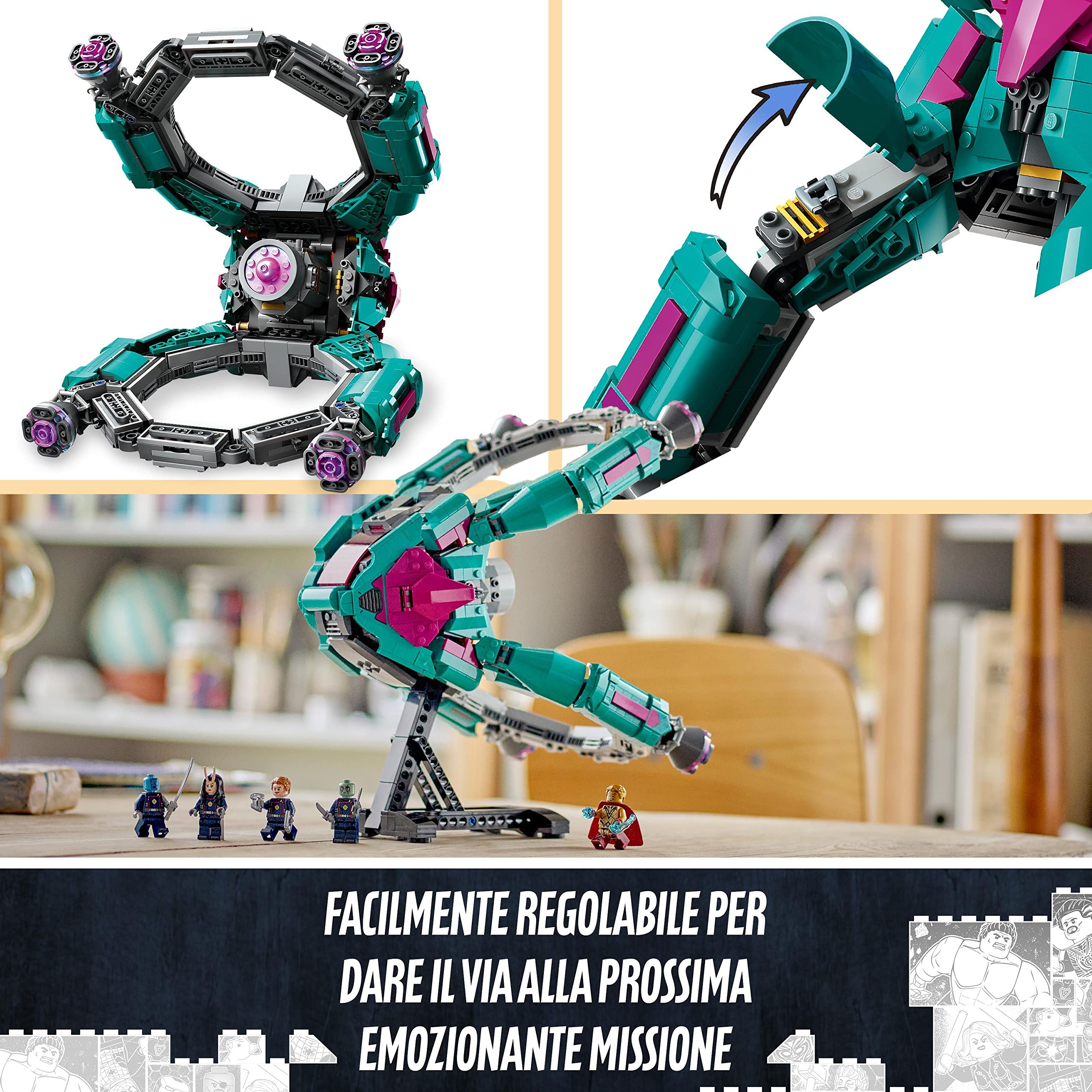 LEGO 76255 Marvel L’Astronave dei Nuovi Guardiani, Giocattolo da Costruire dei Guardiani della Galassia Volume 3 con Minifigure di Mantis, Drax e Star-Lord