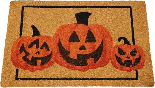 JOYIN Halloween Decoration Pumpkin Patterned Doormat, 30”x 17” Non Slip Natural Coir Front Door Mat Doorway Rugs, Trick or Treat Outside Indoor Decor