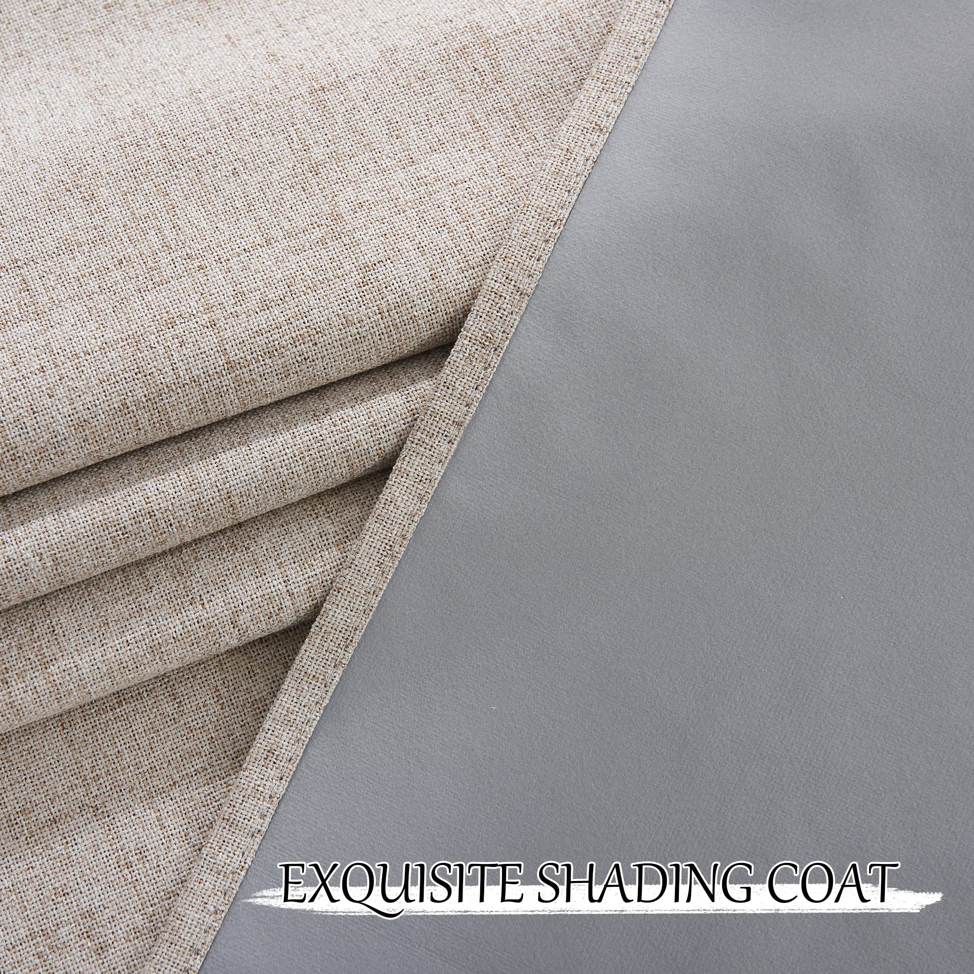 StangH Beige Blackout Curtains 96 inches Long 2 Panels Set, Faux Linen Farmhouse Curtains Privacy Temperature Balance Window Drapes for Dining Room Laundry, W52xL96, 2 Panels