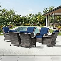 Vista 104 de Joyside Silla mecedora giratoria para exteriores para patio, mecedora de mimbre para exteriores con cojines de tela de olefina adecuada para porche