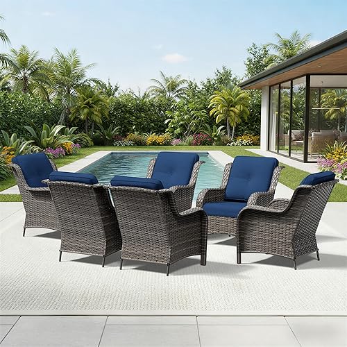 Miniatura 104 de Joyside Silla mecedora giratoria para exteriores para patio, mecedora de mimbre para exteriores con cojines de tela de olefina adecuada para porche