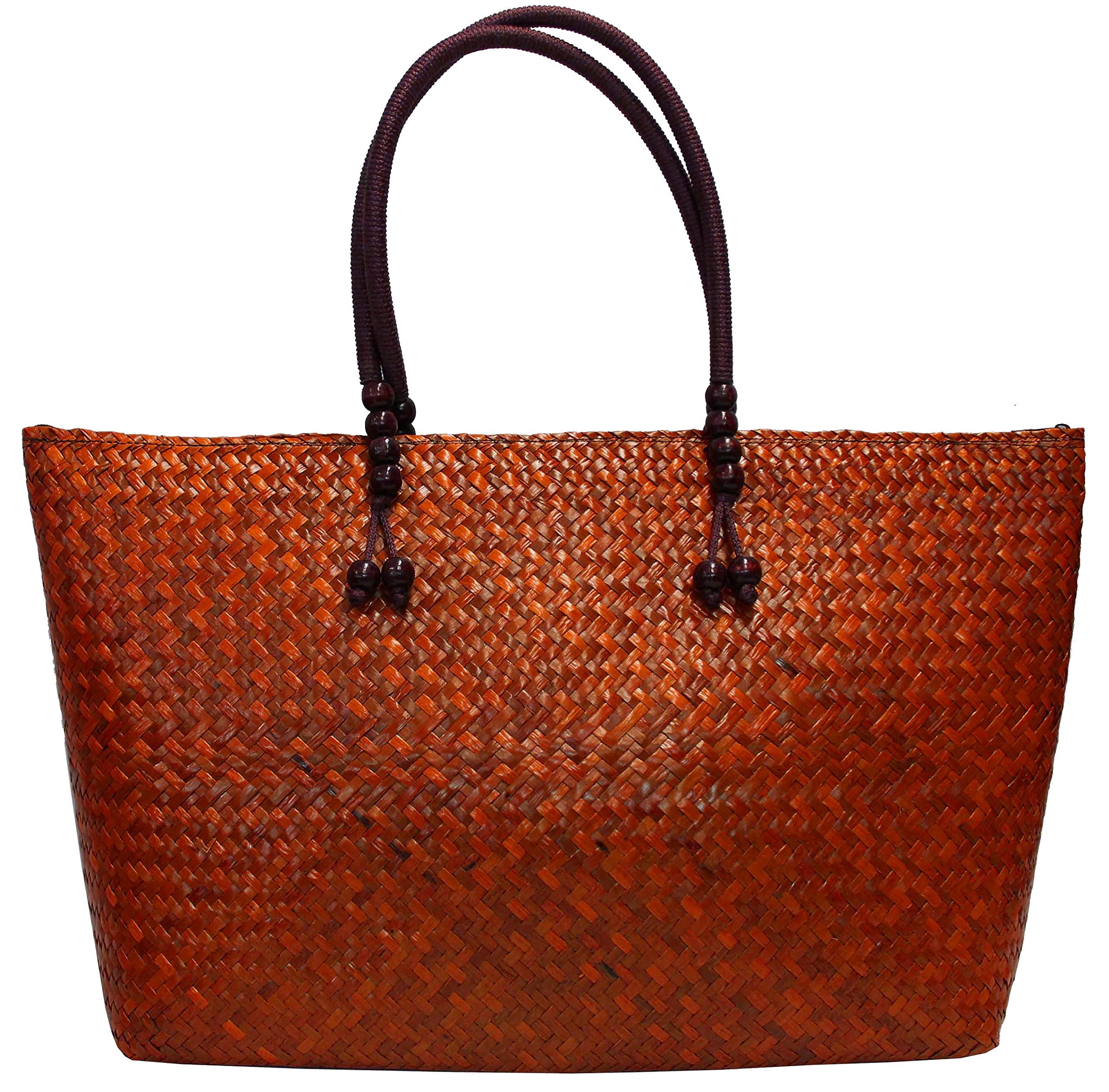 Rotfuchs Sacoche femme en roseau orange - Sac de plage, sac de courses d'été