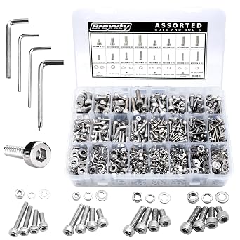 880pcs M6 M5 M4 M3 Metric Screws Assortment Kit-30 Sizes Metric Bolts and Nuts kitwith washers and Allen Key Socket Head Cap Screws 304 Stainless Hex Head Steel Screws Set with case