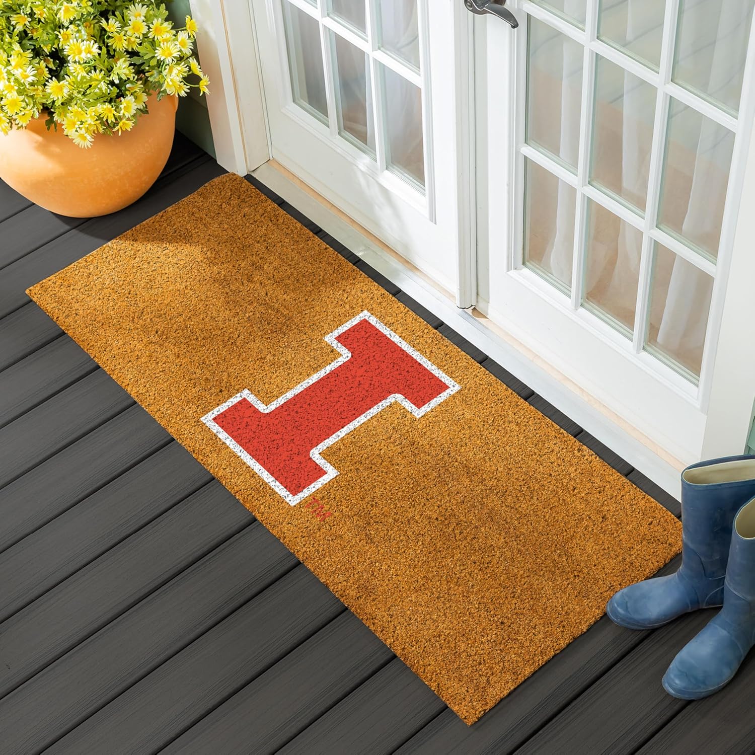 Team Sports America NCAA University of Illinois Coir Doormat 36"x24", Official Full Color Team Logo, Extra Large Front Door Mat, Outdoor Indoor Entrance Rug, Non-Slip Welcome Mat for Porch Patio