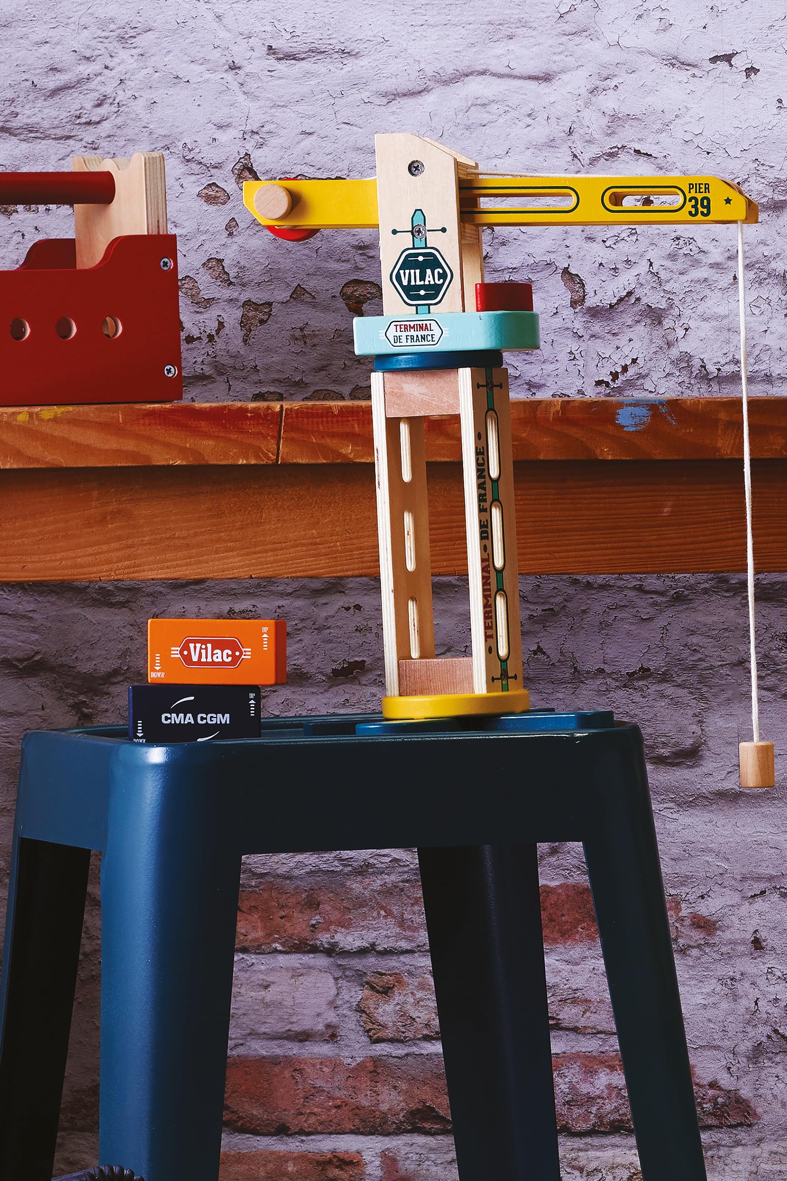 Vilac - Grue de Docker Vilacity 30 cm - Enfants 3 Ans+