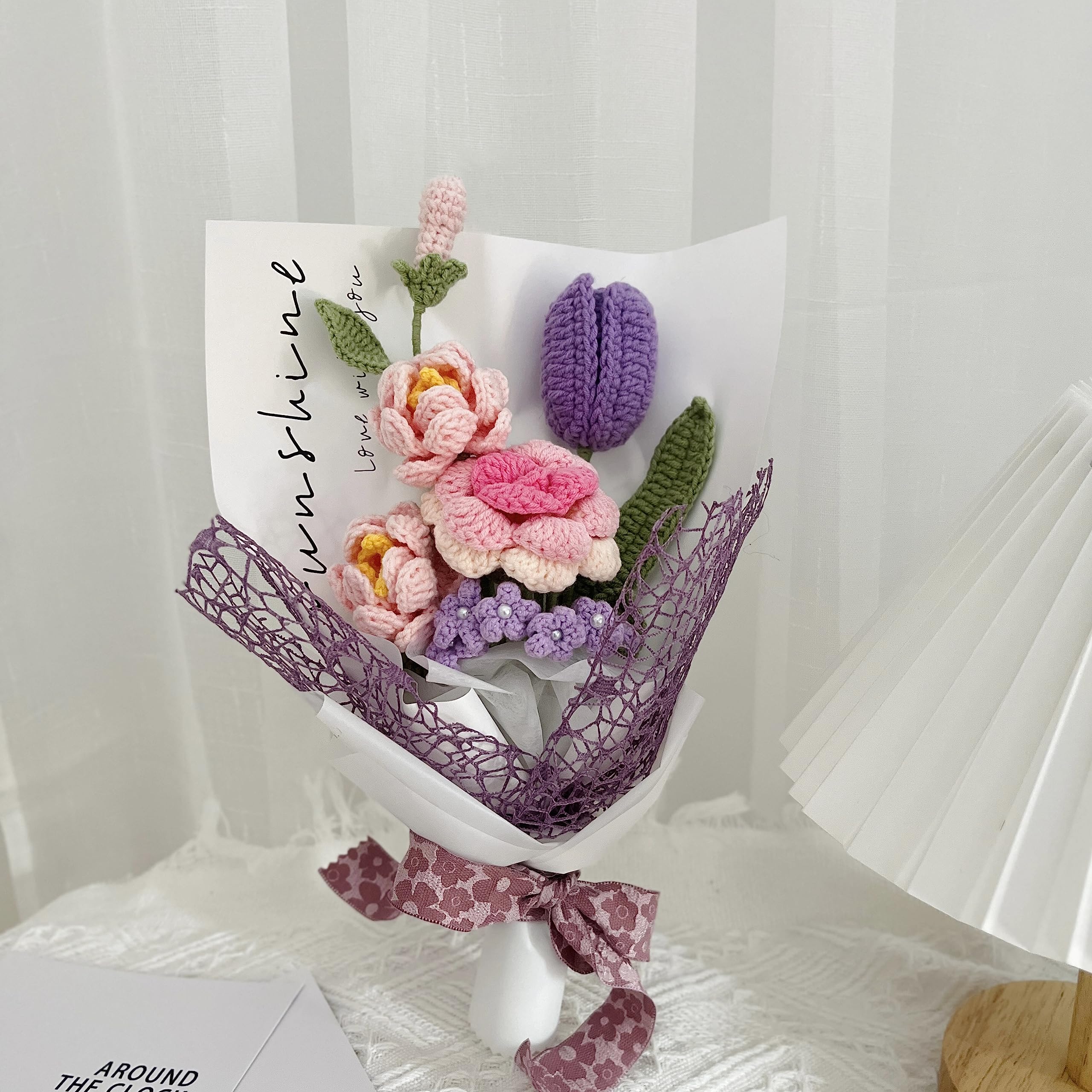 編み物　花束　ブーケ　チューリップ　ミモザ　かすみそう 編み物 花束 ブーケ チューリップ ミモザ かすみそう 編み物