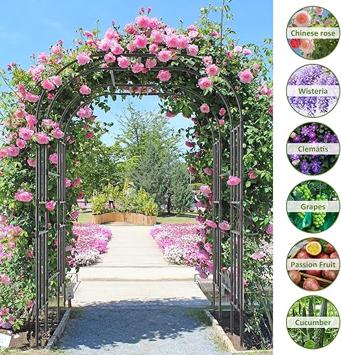 Miniatura 2 de Enrejado alto de arco de jardín para plantas trepadoras al aire libre, 87 pulgadas de alto, soporte de plantas de metal, enrejado de pepino para