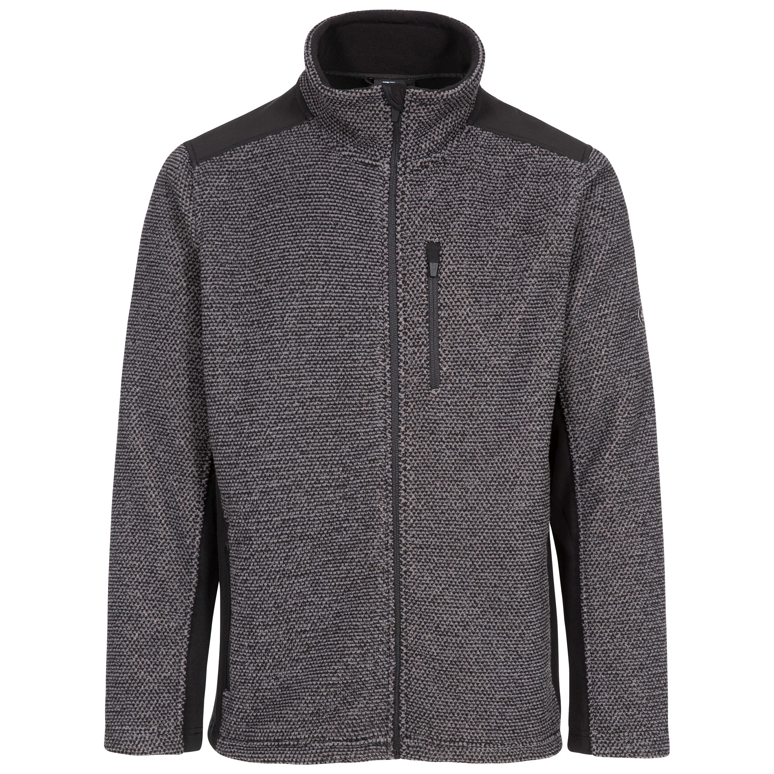 Trespass Men's Dark Grey Stripe Knitted Striped Fleece Jacket Faratino