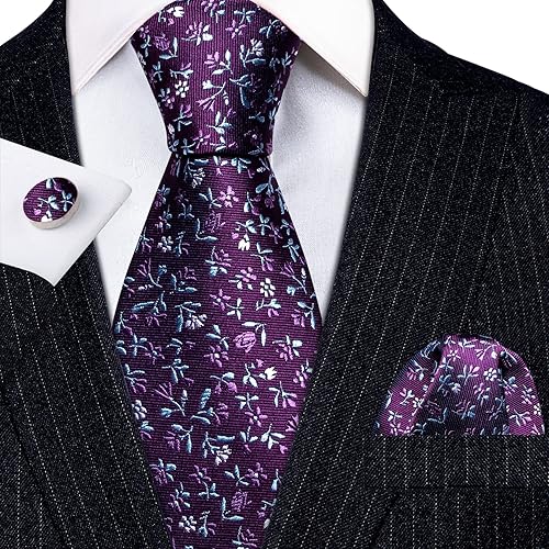 Miniatura 8 de Barry.Wang Conjunto de corbata de lunares para hombre, gemelos de pañuelo a cuadros, corbatas de moda, corbatas de boda y negocios