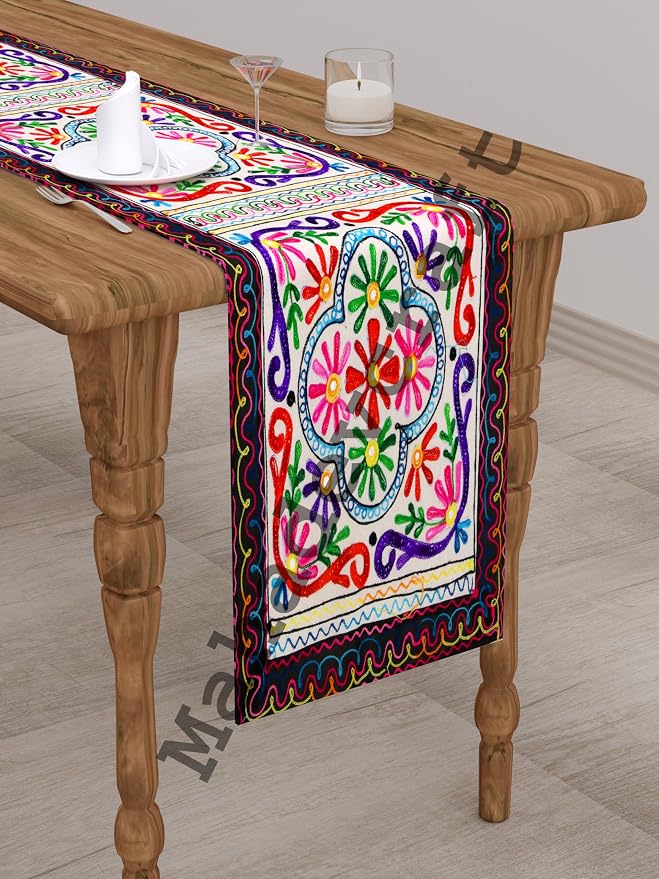 Curated visual reference: Fresh Look at Amazon Com Mahadevcraft Suzani Hand Embroidered Cotton Table Runner