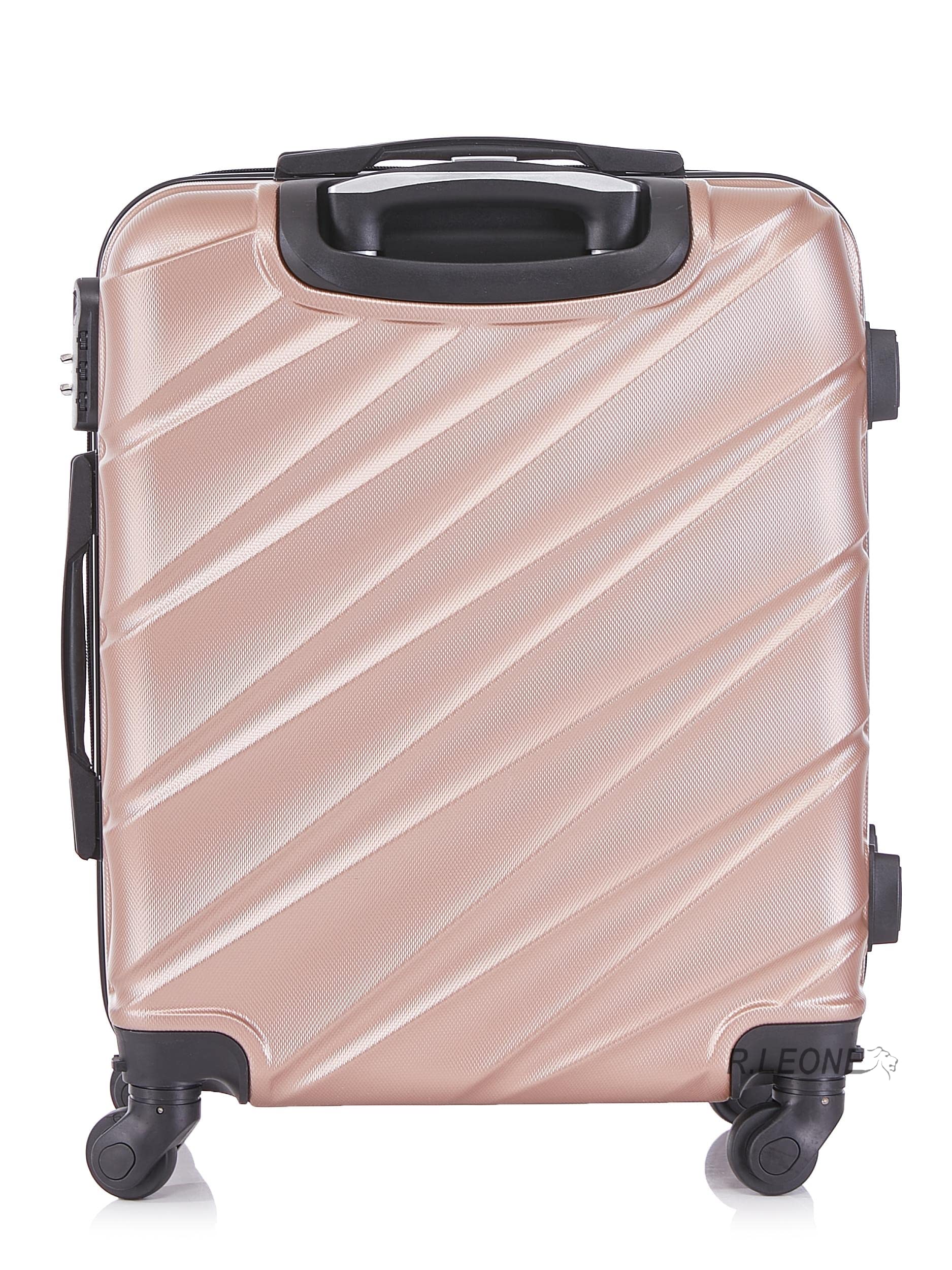 R.Leone Valigia Trolley Bagaglio a mano Rigido Ultraleggero in ABS 4 Ruote Autonome (Rose Gold, 2130 Valigia 56x45x25cm)