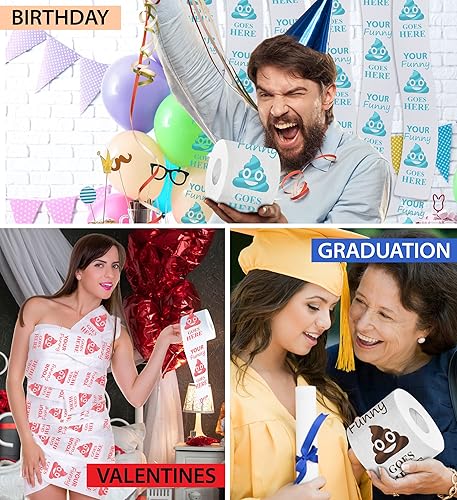 Miniatura 5 de Printed TP Juego de regalo de papel higiénico impreso personalizado, divertido rollo de papel higiénico para eventos especiales, bromas, sorpresas,