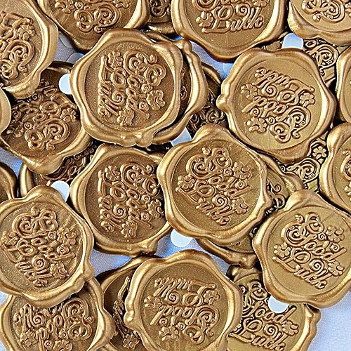 Calcomanías de sello de cera, calcomanías de invitación de boda, calcomanías adhesivas de cera dorada para regalos de Navidad, fiestas de