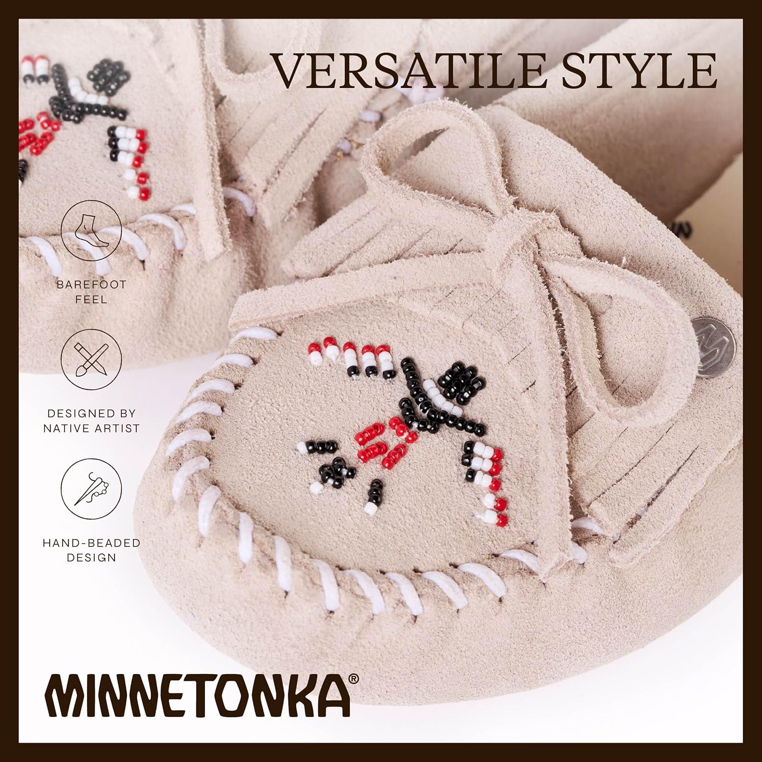 Minnetonka Women's Thunderbird Animikii Soft Leather Sole Beaded Moccasins - Image 6