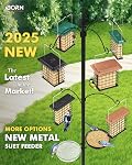 iBorn Double Suet Feeder- Metal Roof Bird Feeder with Taller Grid for Woodpeckers, Suet Cake Cage Bird Feeder for Outdoors Hanging,Easy-Clean & Refill,Metal Black(Pack of 1)