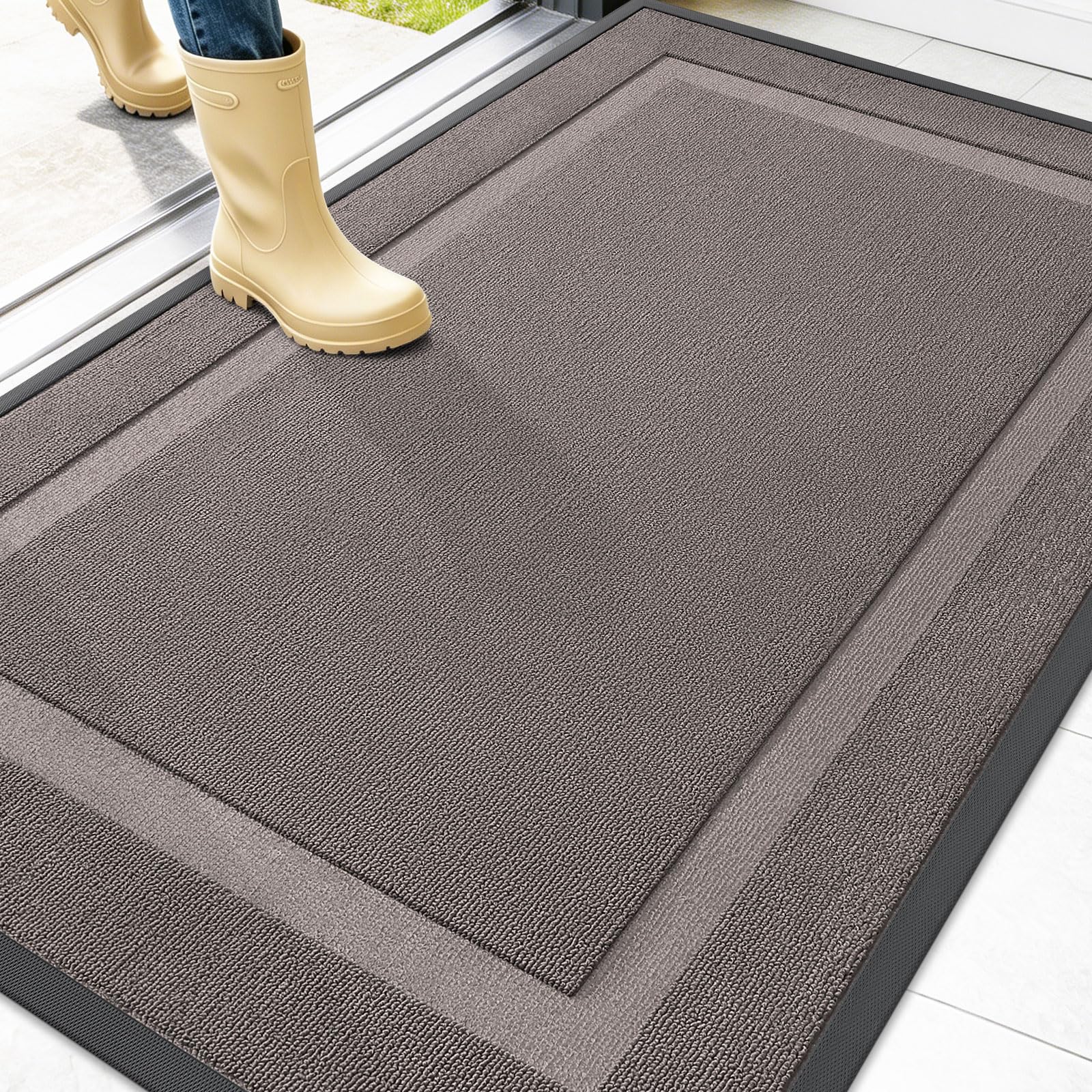OLANLY Front Door Mat Outside 47x32, All-Season Heavy-Duty Rubber Doormat