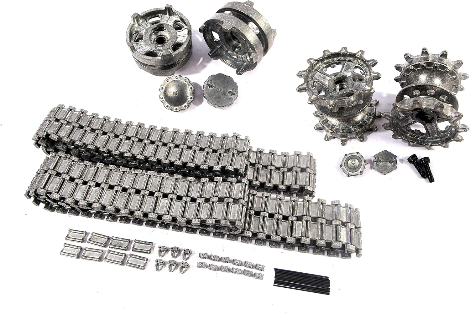 Mato Metal Tracks Sets Sprockets with Metal Caps Idler Wheels with Bearings for Heng Long 3938 Russian T 90 1 16 Tank