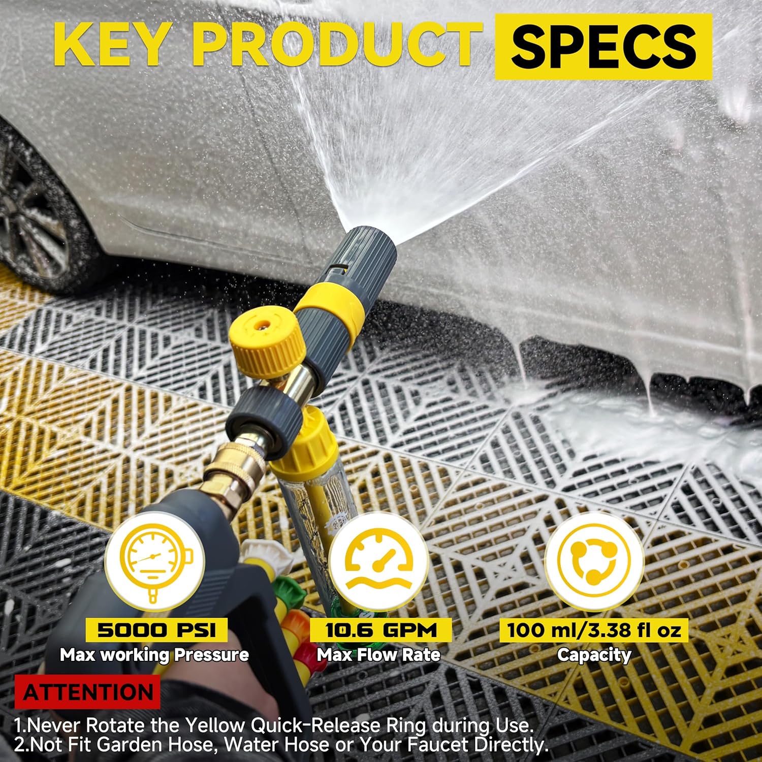 PWACCS Pressure Washer Gun with Foam Cannon, Mini No-Dilution Foam Cannon Pro Power Wash, Soap Cannon with 4 Nozzle Tips for Car Wash