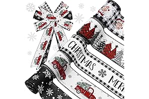 AnyDesign Farmhouse Christmas Ribbon: Rustic Charm for Festive Decor