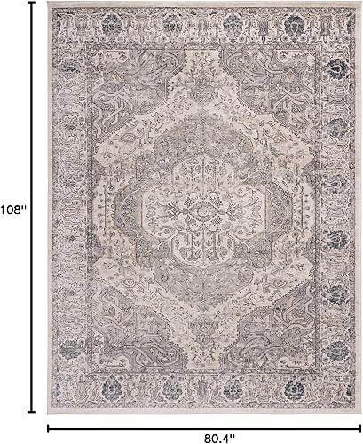Miniatura 2 de MARTHA STEWART x SAFAVIEH MSR867A - Alfombra oriental no desprende pelusa, 6 pies 7 pulgadas x 9 pies, marfilgris