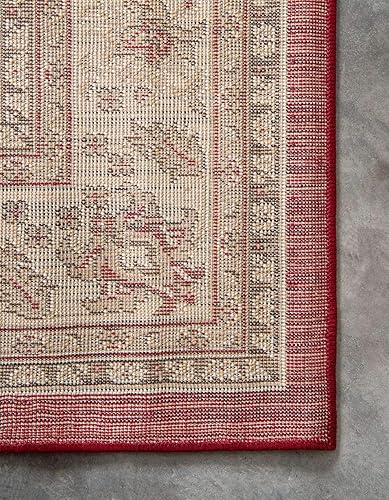 Miniatura 10 de Unique Loom Sialk Hill Collection - Alfombra de área - Washington (2 pies x 6 pies 1 pulgada, color borgoñacrema)