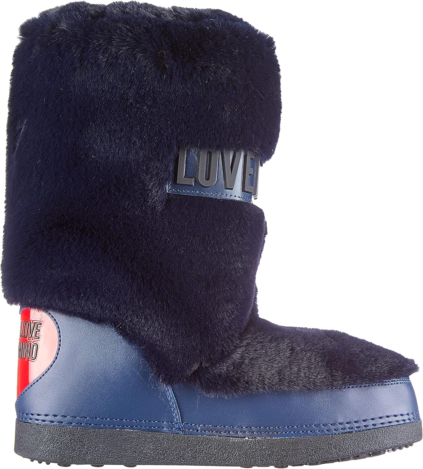 Love Moschino Women's Winter Snow Boots Faux Fur Blue