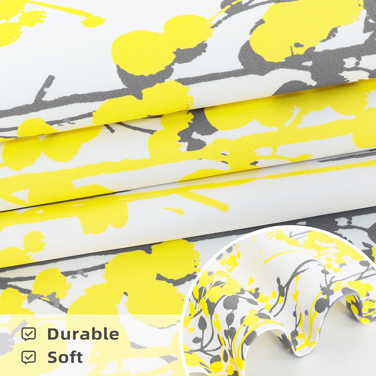 DriftAway Abstract Floral Yellow Curtains for Living Room Bedroom Kitchen Ink and Ivy 78 Inches Long Botanical Room Darkening Window Drapes Grommet Top 1 Panel