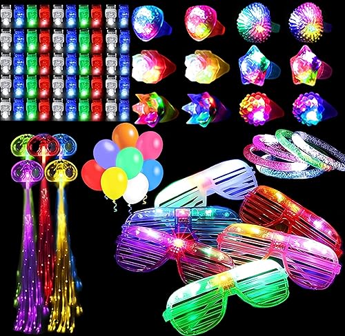 Miniatura 2 de YOHOTA 88 piezas de juguetes con luz LED que brillan en la oscuridad, suministros de fiesta a granel para adultos y niños, cumpleaños, Halloween,
