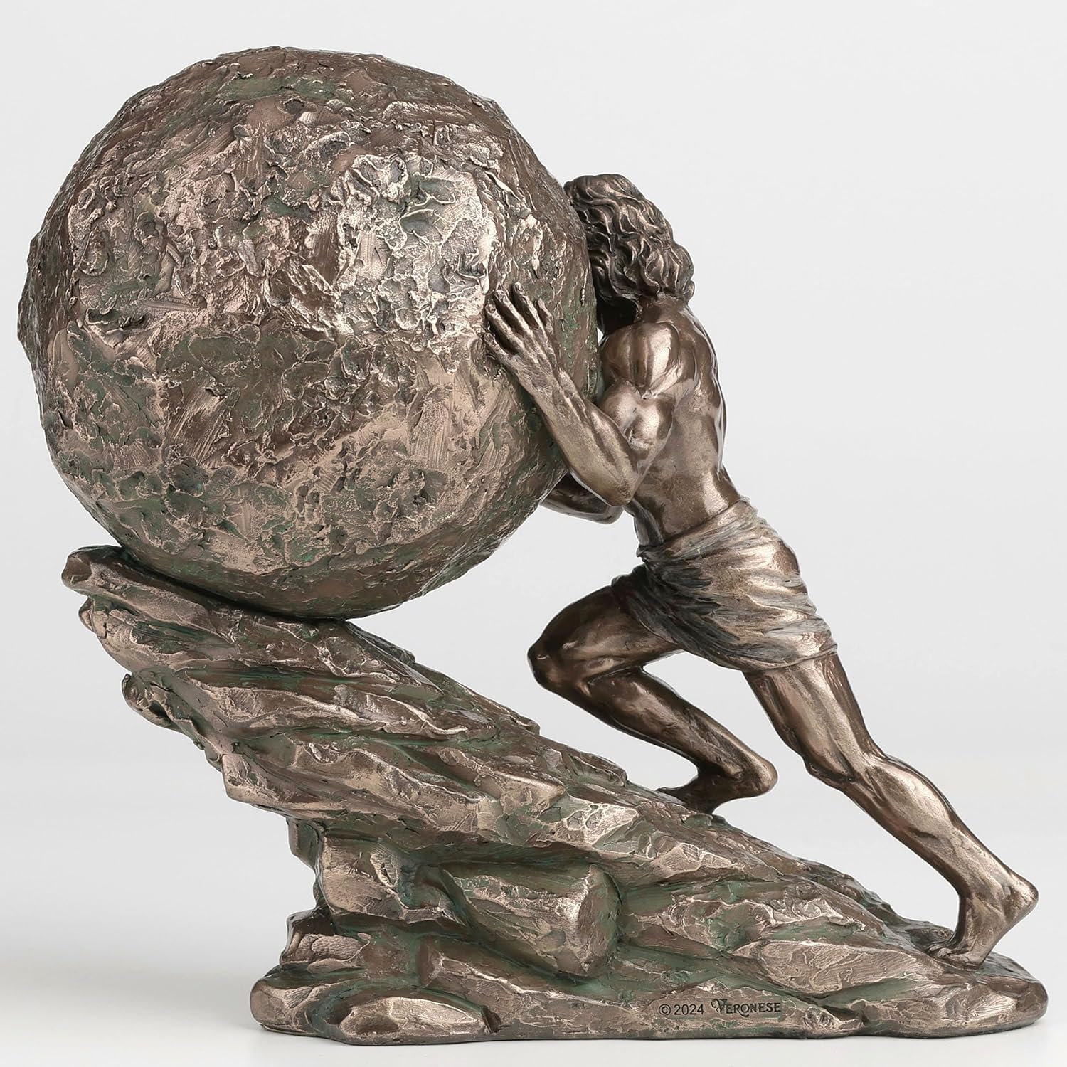 Veronese Design 6 3/4 Inch Sisyphus and His Eternal Punishment Pushing Boulder Cold Cast Resin Bronze Finish Statue