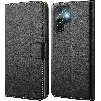 HOOMIL Phone Case for Samsung Galaxy S22 Ultra 5G Case PU Leather Black
