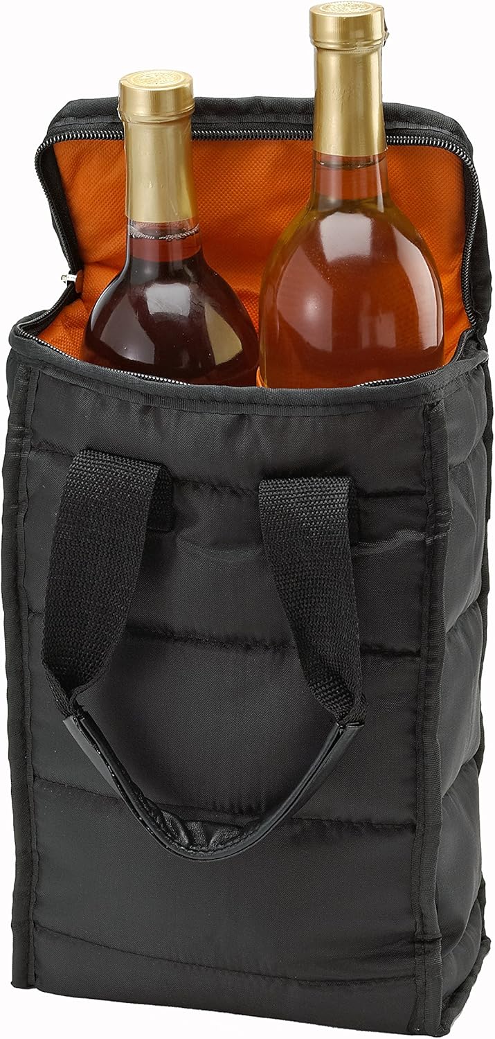 Wine Travel Carrier & Cooler Bag Chills 2 Bottles Reusable