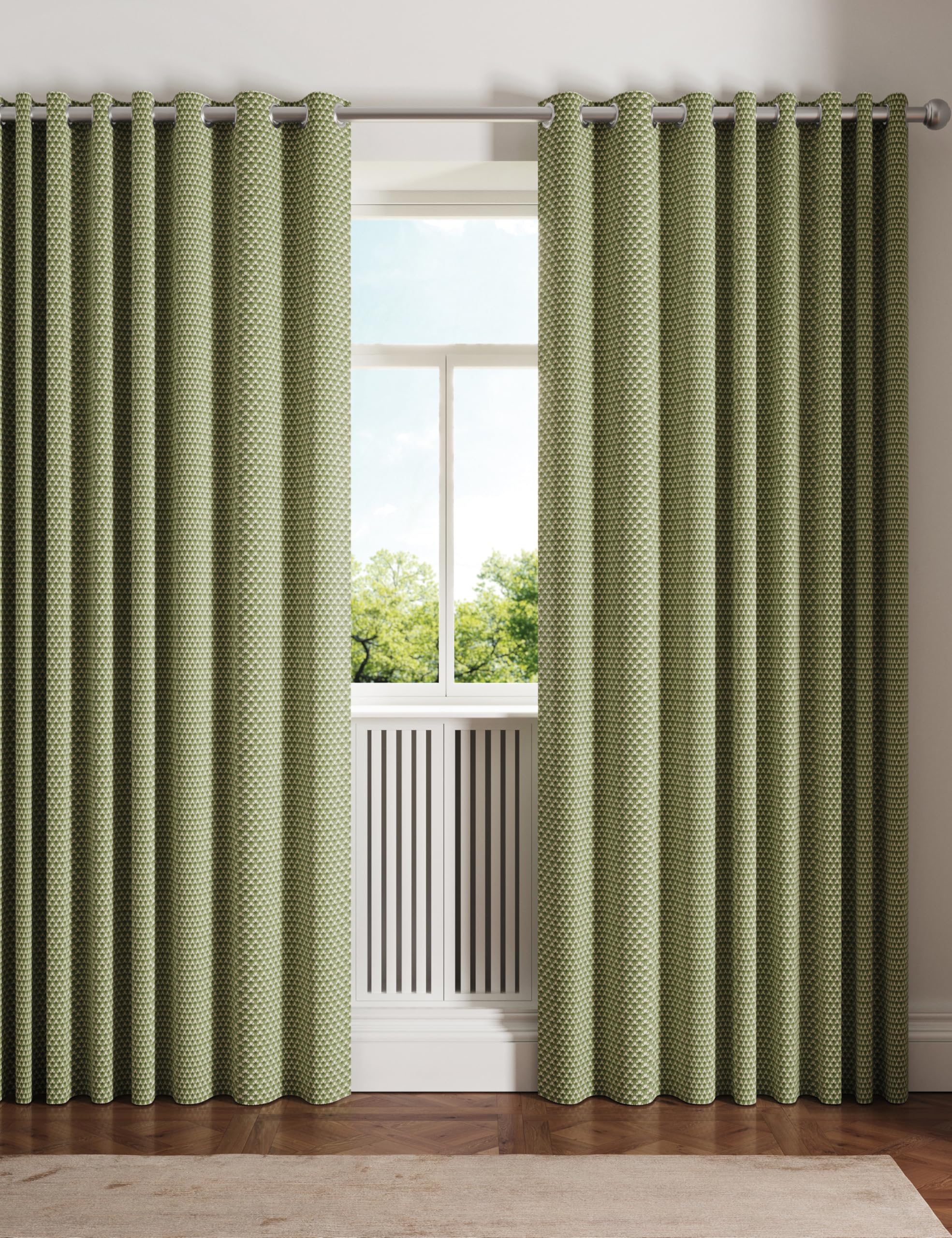 Ted Baker Unisex Green 'Palm Geo' Cotton Lined Curtains In | Size: 228Cm Width X 228Cm Drop