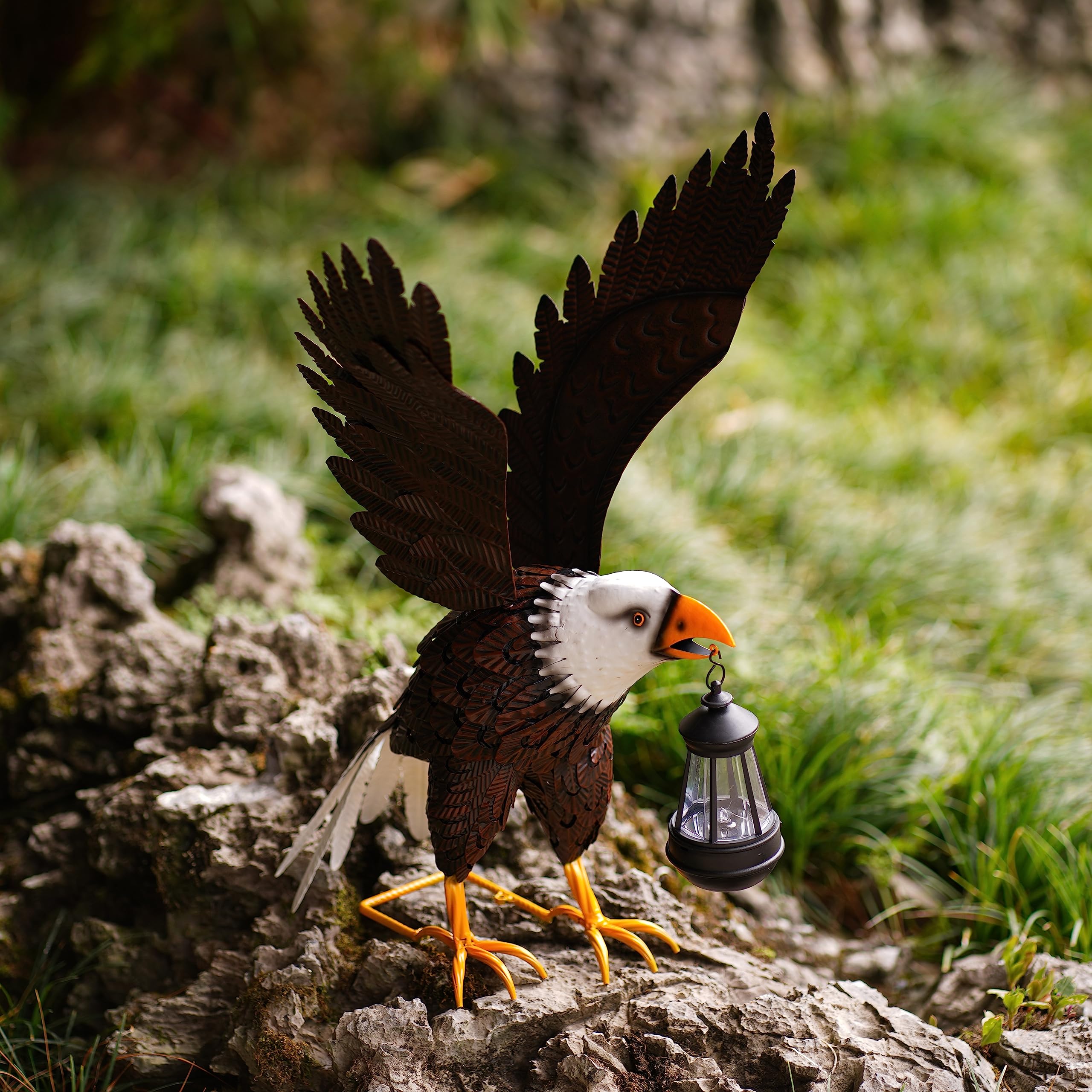 Qeeman Metal Large Outdoor Statues for Garden Decor: Outdoor Indoor Heron Sculptures for Patio Backyard Yard Porch Home Lawn Ornaments - Gardening Gifts for Mom Grandma Grandparents Dad