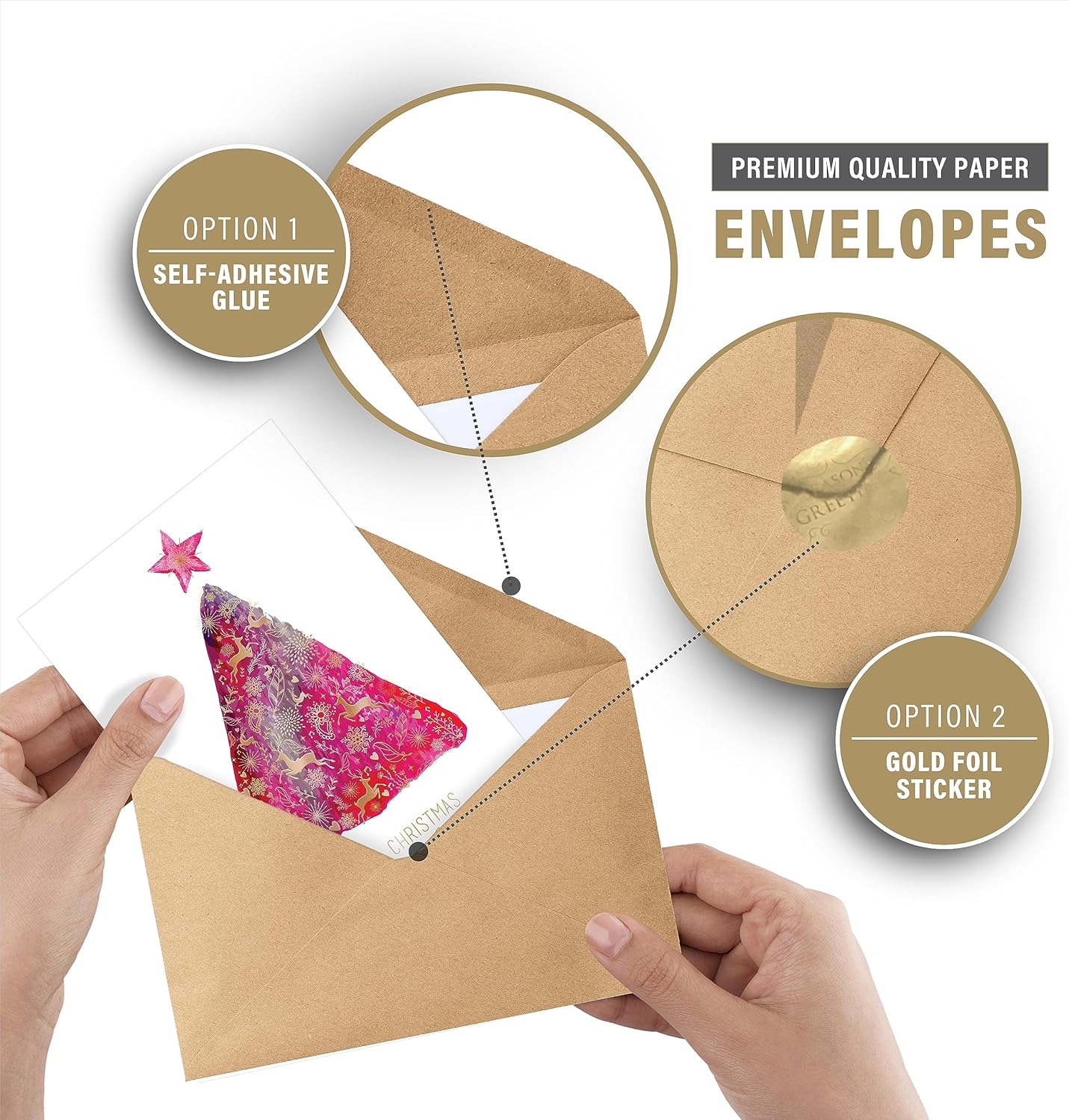 easykart labels 18 Christmas Cards Assortment with Envelopes & Sealing Stickers, 3 Holiday & Christmas Theme Designs With Gold Foling effect, 6.75" x 4.5" For Friends, Family and loved Ones - Image 4